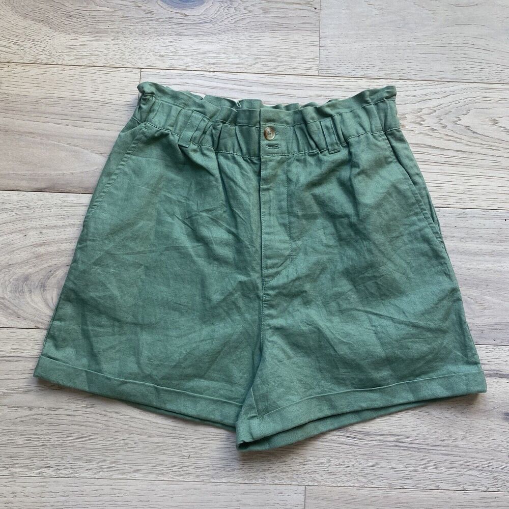 Gap Shorts Women's Size 0 Green Linen Blend Pockets Casual Summer